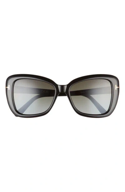 Tom Ford Maeve 55mm Gradient Butterfly Sunglasses In Shiny Black/smoke