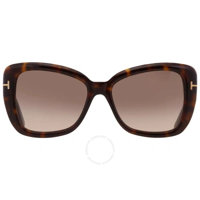 Tom Ford Maeve Brown Gradient Butterfly Ladies Sunglasses Ft1008 52f 55 In Brown / Dark