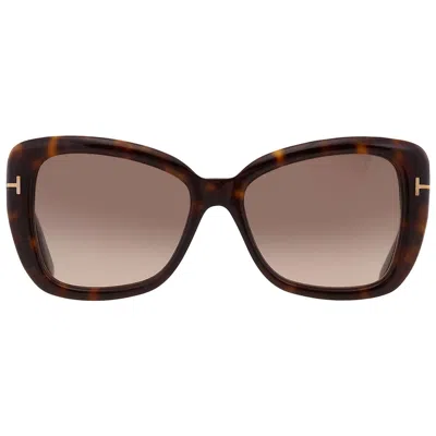 Tom Ford Maeve Brown Gradient Butterfly Ladies Sunglasses Ft1008 52f 55 In Metallic