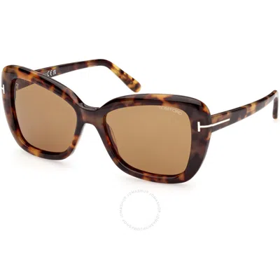 Tom Ford Maeve Roviex Butterfly Ladies Sunglasses Ft1008 55j 55 In Brown