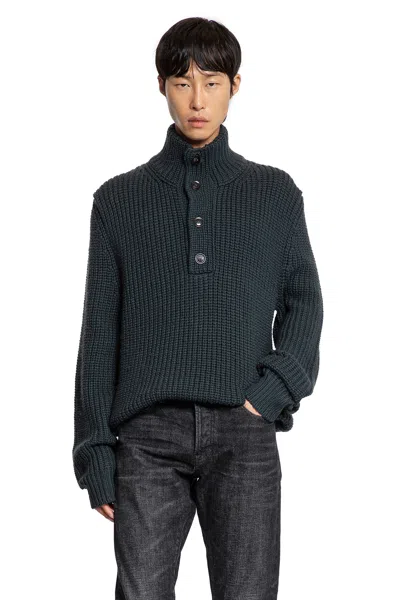 Tom Ford Maglione A Mezza Abbottonatura In Lana Cashmere In Gray