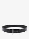 Tom Ford Leather Belt With Enamelled Logo In Black