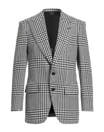 Tom Ford Man Blazer Black Size 48 Wool, Mohair Wool, Cashmere In Gray