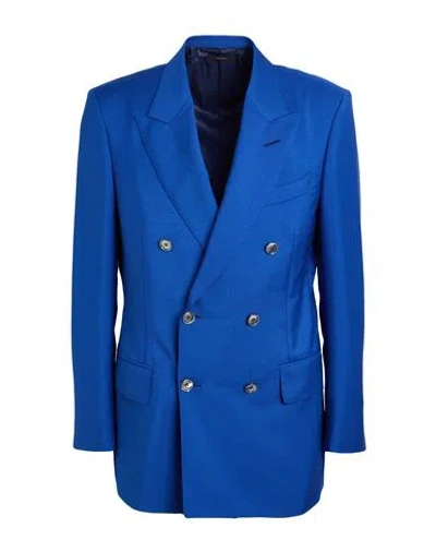 Tom Ford Man Blazer Bright Blue Size 46 Mohair Wool, Wool