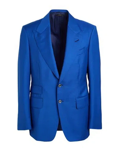 Tom Ford Man Blazer Bright Blue Size 48 Mohair Wool, Wool