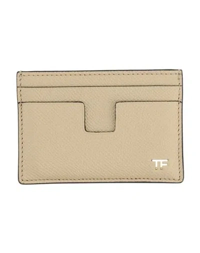 Tom Ford Man Cardholder Beige Size - Calfskin, Brass In Sand