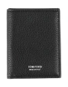 Tom Ford Black Card-wallet With Embossed Logo In Hammered Leather Man In Black