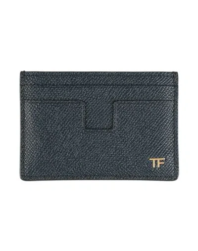 Tom Ford Man Cardholder Midnight Blue Size - Calfskin, Brass