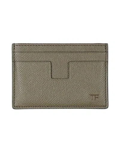 Tom Ford Man Cardholder Military Green Size - Calfskin, Brass