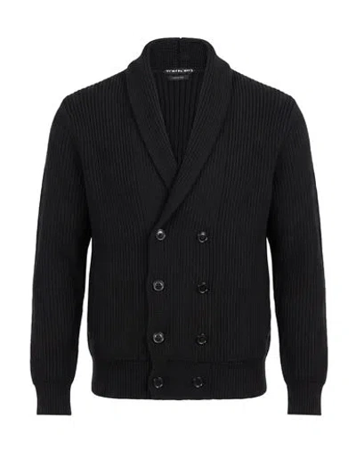 Tom Ford Man Cardigan Black Size 42 Wool, Silk