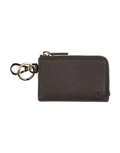 Tom Ford Man Coin Purse Dark Brown Size - Calfskin, Brass
