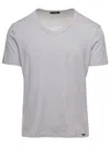 Tom Ford Man's Cotton V-neck T-shirt In Grey