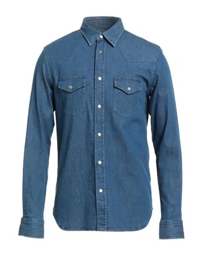 Tom Ford Man Denim Shirt Blue Size 16 ½ Cotton, Elastane
