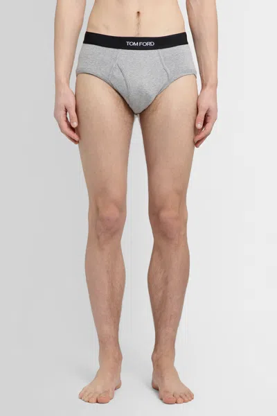 Tom Ford Stretch-cotton And Modal-blend Briefs In Grey
