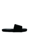 Tom Ford Velvet Effect Slippers Embroidered Logo Shoes In Black