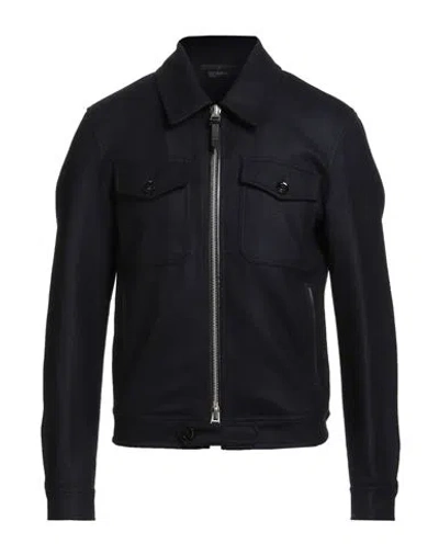 Tom Ford Man Jacket Midnight Blue Size 40 Wool In Black
