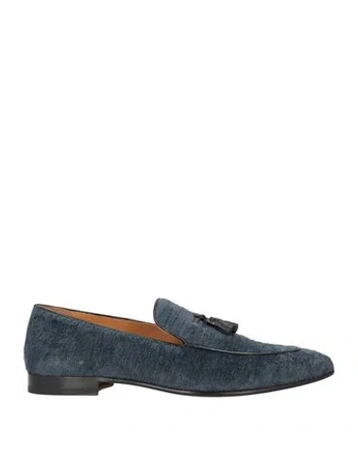 Tom Ford Man Loafers Slate Blue Size 14 Leather, Textile Fibers