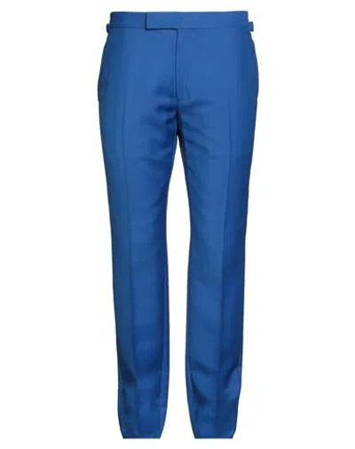 Tom Ford Man Pants Bright Blue Size 42 Mohair Wool, Wool
