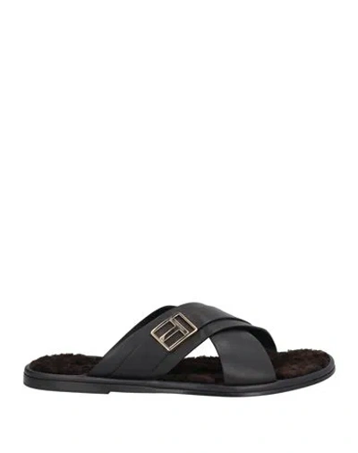Tom Ford Man Sandals Black Size 8 Sheepskin