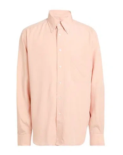 Tom Ford Man Shirt Apricot Size 17 ½ Lyocell, Silk In Orange