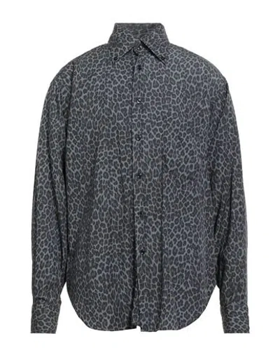 Tom Ford Man Shirt Grey Size 17 Lyocell, Cupro In Blue