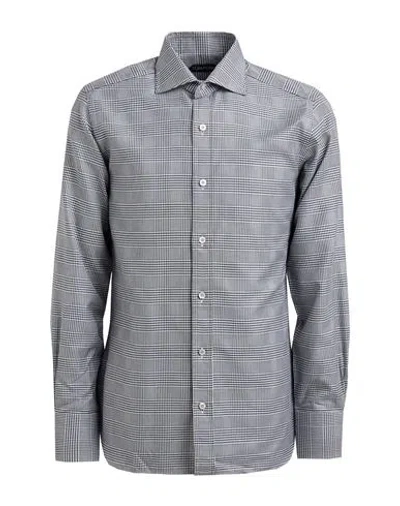 Tom Ford Checked Cotton Shirt In Gray
