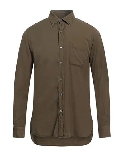 Tom Ford Man Shirt Military Green Size 17 Cotton, Cashmere