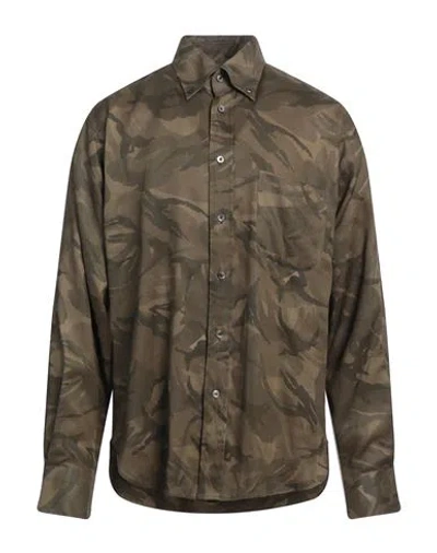 Tom Ford Man Shirt Military Green Size 17 Lyocell