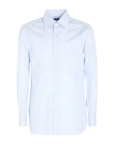 Tom Ford Man Shirt Sky Blue Size 18 Cotton In Animal Print
