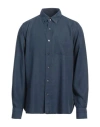 Tom Ford Man Shirt Slate Blue Size 17 Lyocell In Blue