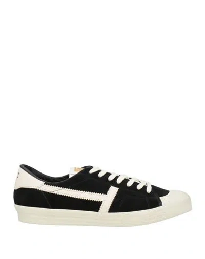 Tom Ford Man Sneakers Black Size 13 Calfskin, Textile Fibers