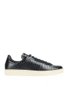 Tom Ford Textured Crocodile Pattern Sneakers With Rubber Sole In Black
