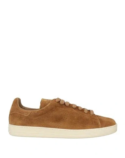 Tom Ford Man Sneakers Camel Size 13 Leather In Neutral
