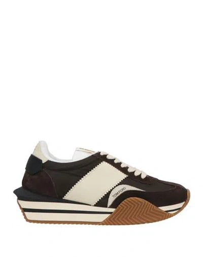 TOM FORD TOM FORD MAN SNEAKERS DARK BROWN SIZE 7 TEXTILE FIBERS, POLYAMIDE