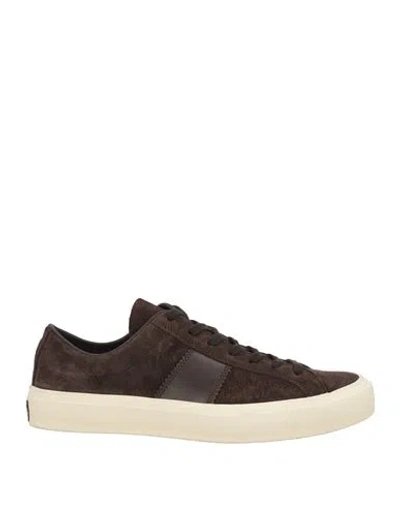 Tom Ford Man Sneakers Dark Brown Size 9 Leather In Brown