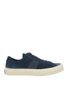 Tom Ford Man Sneakers Navy Size 8 Leather In Navy Blue
