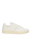 Tom Ford Perforated-logo Leather Sneakers In Off White