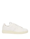 Tom Ford Leather Warwick Sneakers Rubber Sole Perforated Detailing In Off White