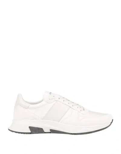 TOM FORD TOM FORD MAN SNEAKERS OFF WHITE SIZE 9 CALFSKIN, POLYAMIDE