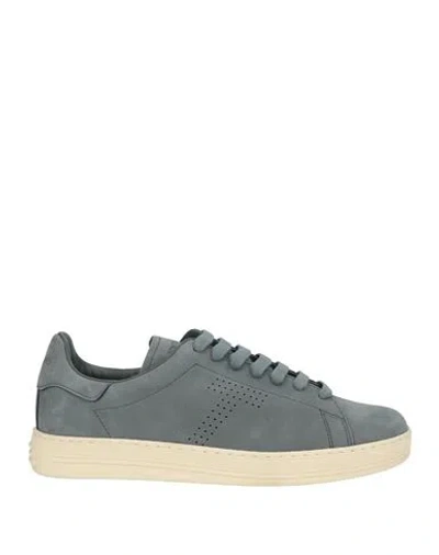 Tom Ford Man Sneakers Slate Blue Size 6 Calfskin