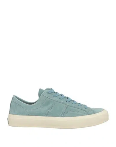 Tom Ford Man Sneakers Turquoise Size 11 Leather In Blue
