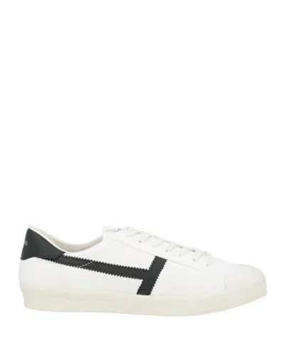 Tom Ford Man Sneakers White Size 11 Calfskin, Leather
