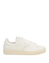 Tom Ford 'waiwick' White Low Top Sneakers With Perforated Logo On The Side And Logo Patch On The Tongue In White