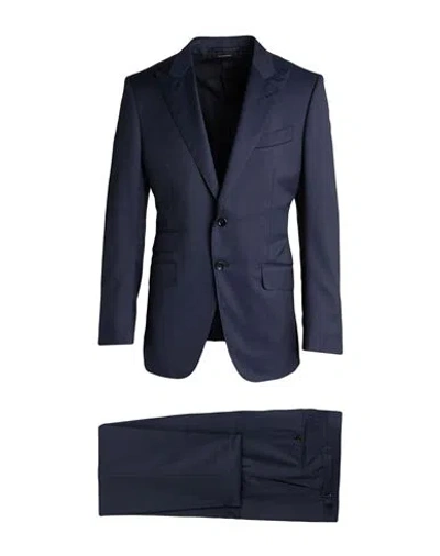 Tom Ford Man Suit Navy Size 48 Wool In Blue