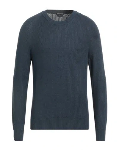 Tom Ford Man Sweater Blue Size 44 Wool, Silk