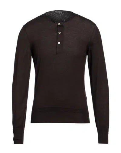 Tom Ford Man Sweater Dark Brown Size 46 Cashmere, Silk, Cotton