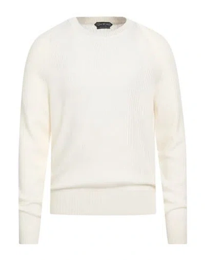 Tom Ford Man Sweater Ivory Size 40 Wool, Silk In Neutral
