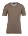 Tom Ford Man Sweater Khaki Size 46 Silk In Beige