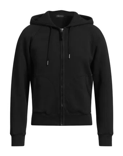 Tom Ford Man Sweatshirt Black Size 46 Cotton, Lambskin