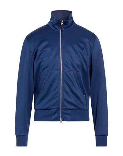 Tom Ford Man Sweatshirt Blue Size 40 Polyester, Cotton, Lambskin